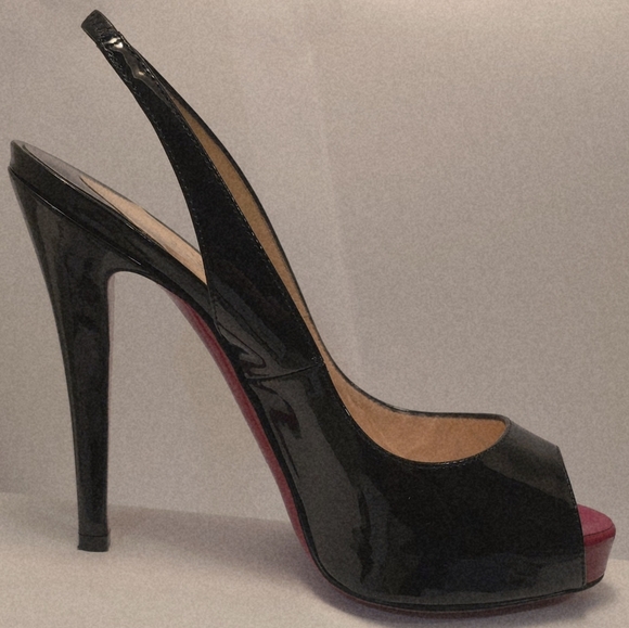 Christian Louboutin Patent Leather Peep Toe Slingback Heels US 6 / EU 36 - Picture 6 of 12
